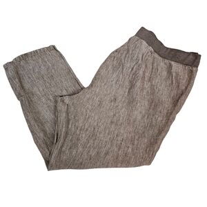 J. Jill Love Linen Tan 100%‎ Linen Capri Pants Size Large Women's Q53